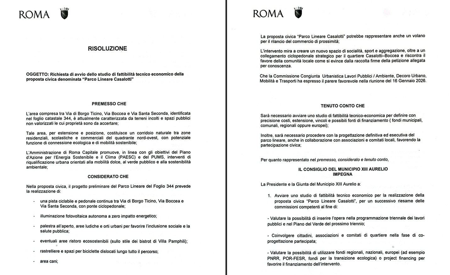 Risoluzione Parco Lineare Casalotti