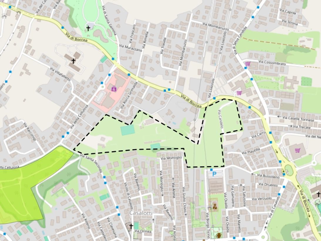 Vista dall’alto della valle oggetto del progetto Parco Lineare