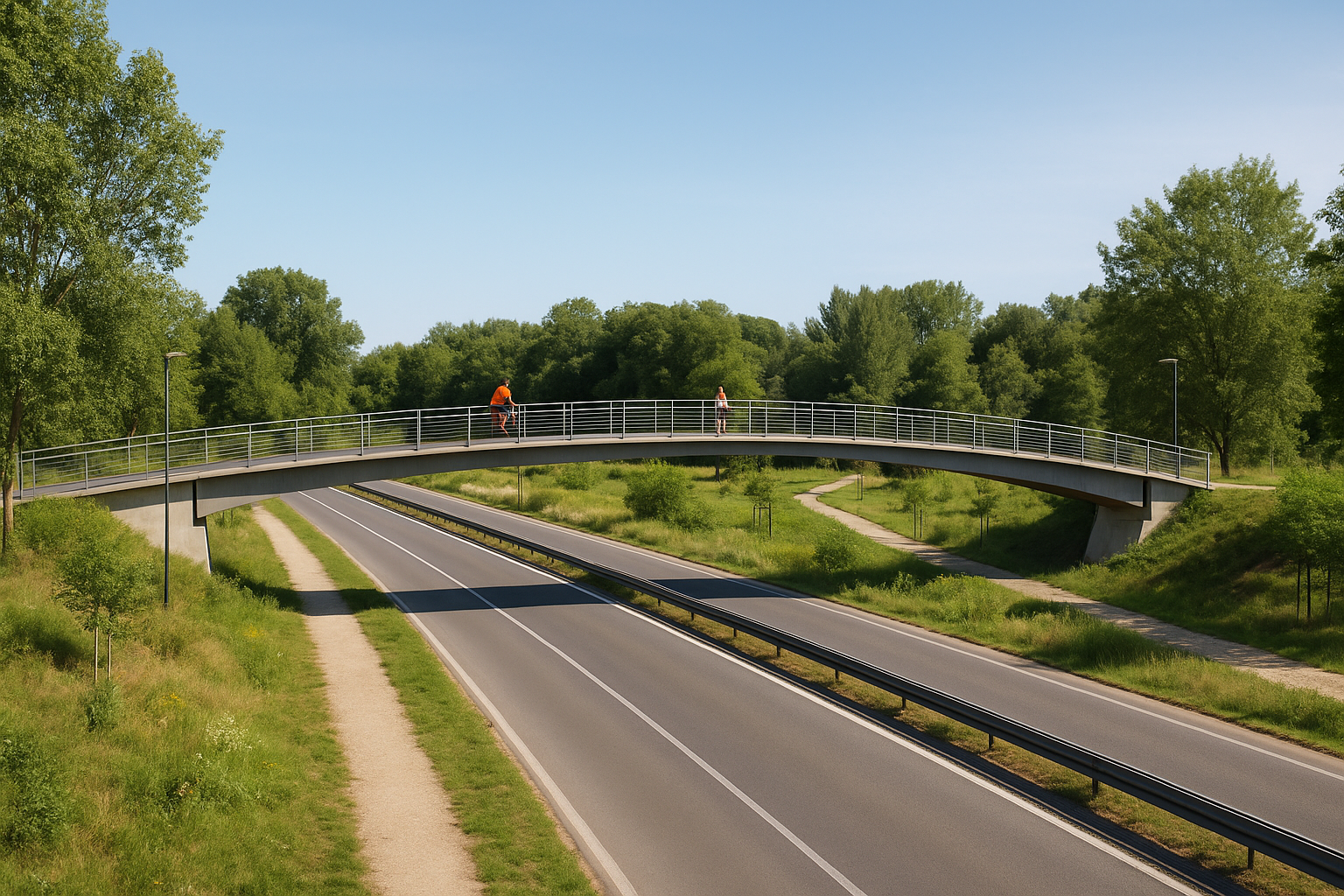 Rendering del ponte ciclopedonale del Parco Lineare